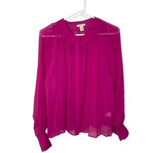 J Crew Vibrant pink silk button down